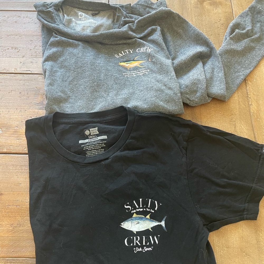 Salty Crew Mens Small Shirts, one long sleeve and one short sleeve